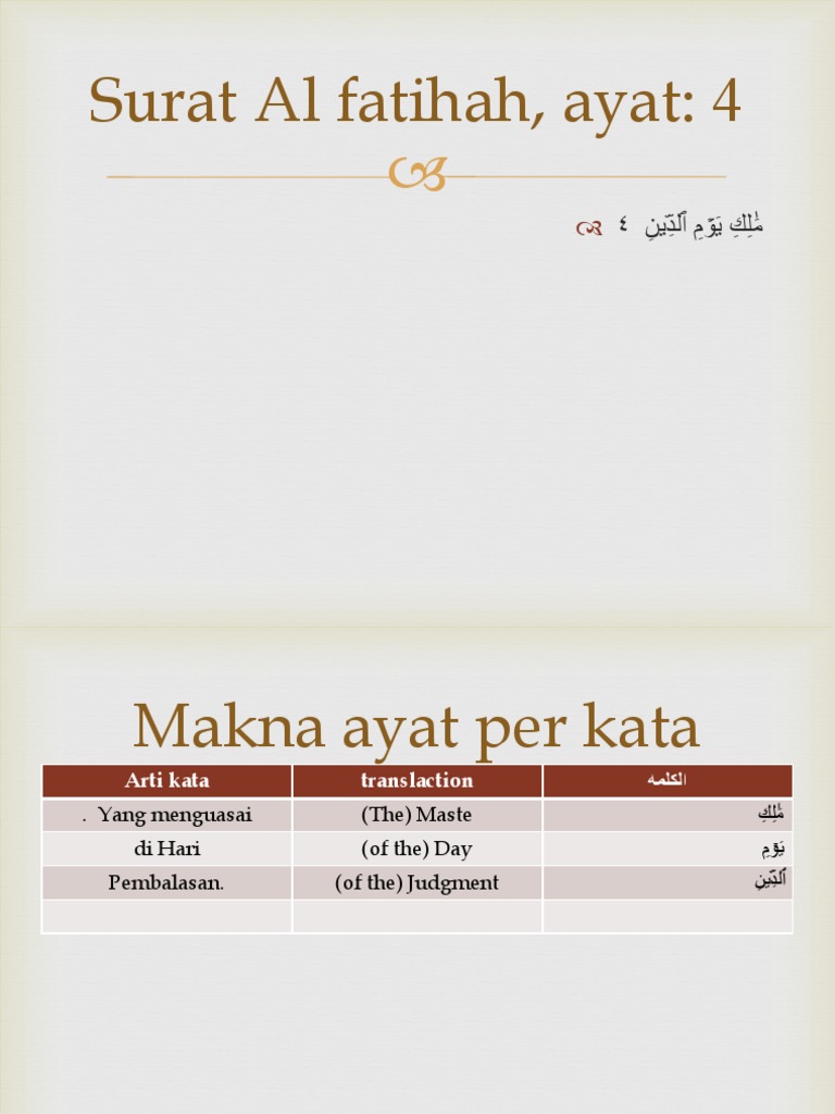 001 Surah Al Fatihah Ayat 4