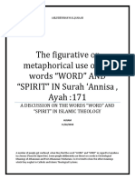 A Study Of Words "WORD" and "SPIRIT"  Surah 'Annisa in regard to Catholic and Islamic Theologies.