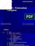 Metali - Proizvodnja I Svojstva