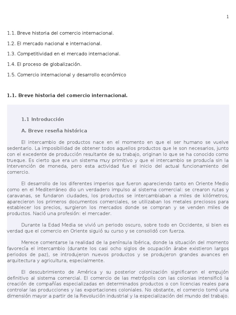 Historia y Competitividad del Comercio Internacional | PDF ...