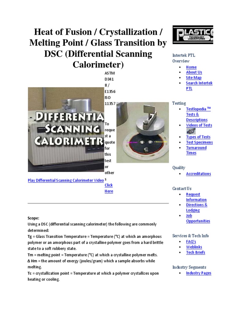 Heat of Fusion PDF Differential Scanning Calorimetry Polymers