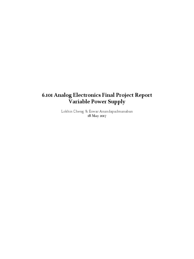 Variable USB Power Supply Project Report | PDF | Amplifier | Mosfet