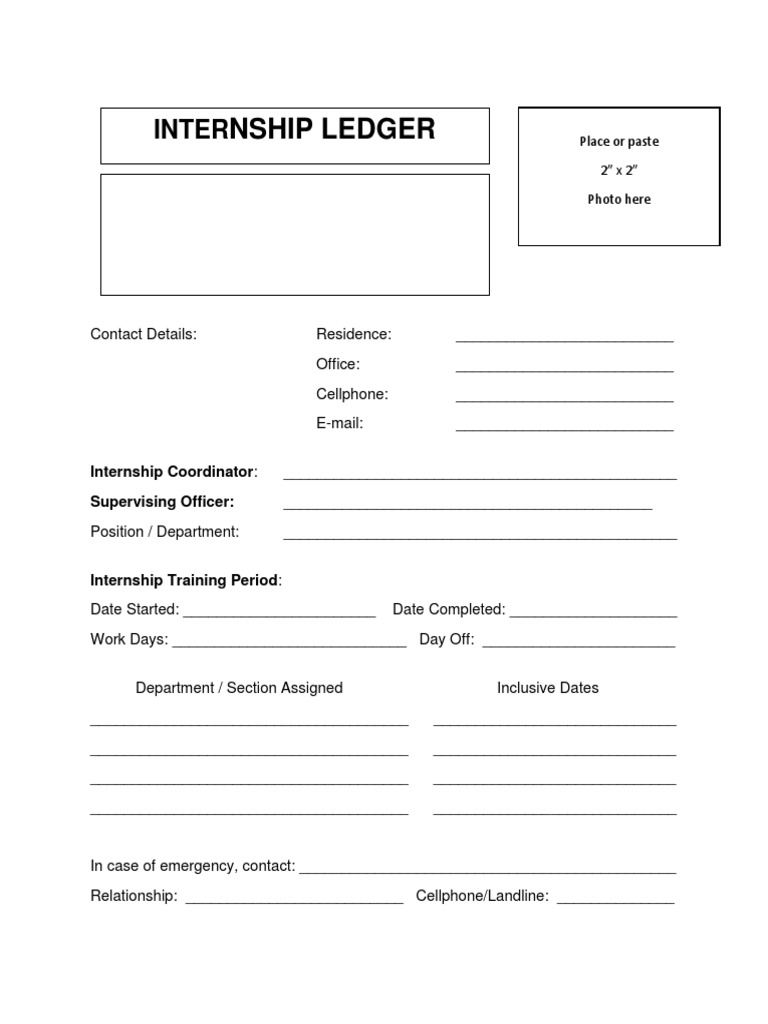 Internship Ledger Template | PDF | Business