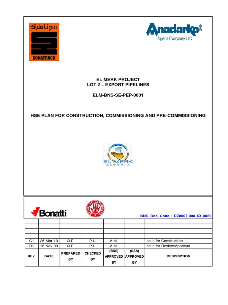 Hse Plan for Construction, Commissioning and