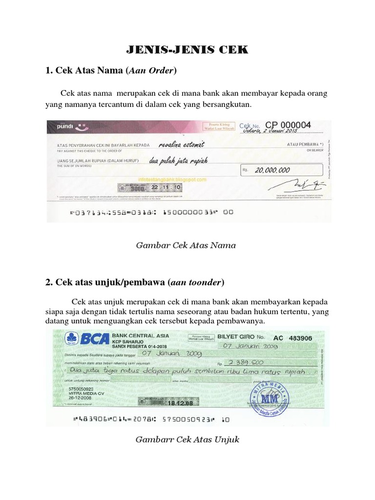 Jenis Jenis Cek Pdf