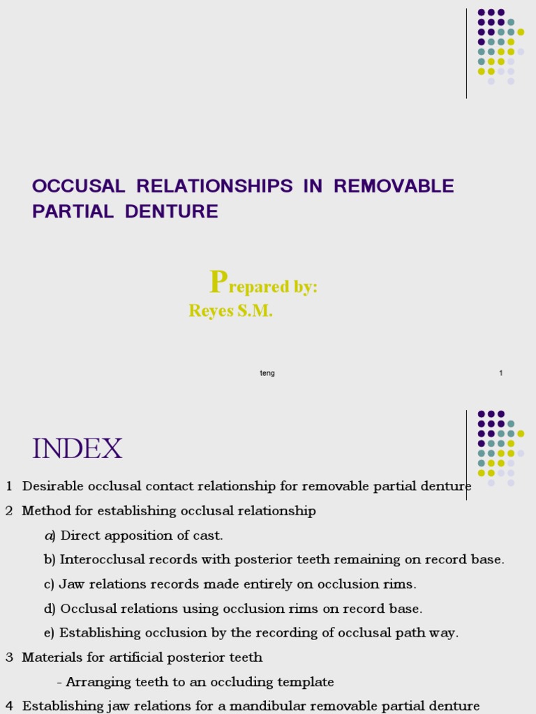 Report in RPD - Occlusal Relation | PDF | Dentures | Medical Specialties