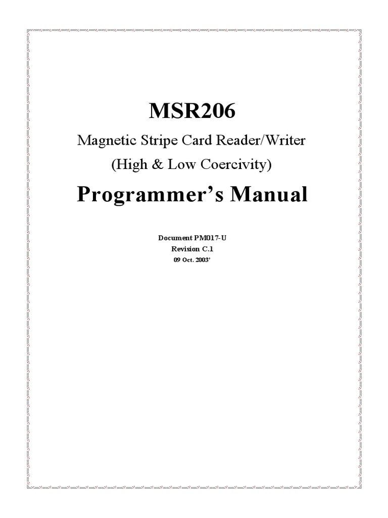 MSR206 Programmer's Manual | PDF | Electromagnetic Interference ...
