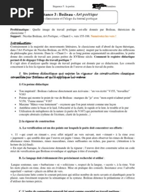 Seance3 Boileau Art Poetique1 Rime Dans La Poesie Classicisme