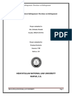 Project On - Patent Infringement-Doctrines On Infringement: Hidayatullah National Law University Raipur, C.G
