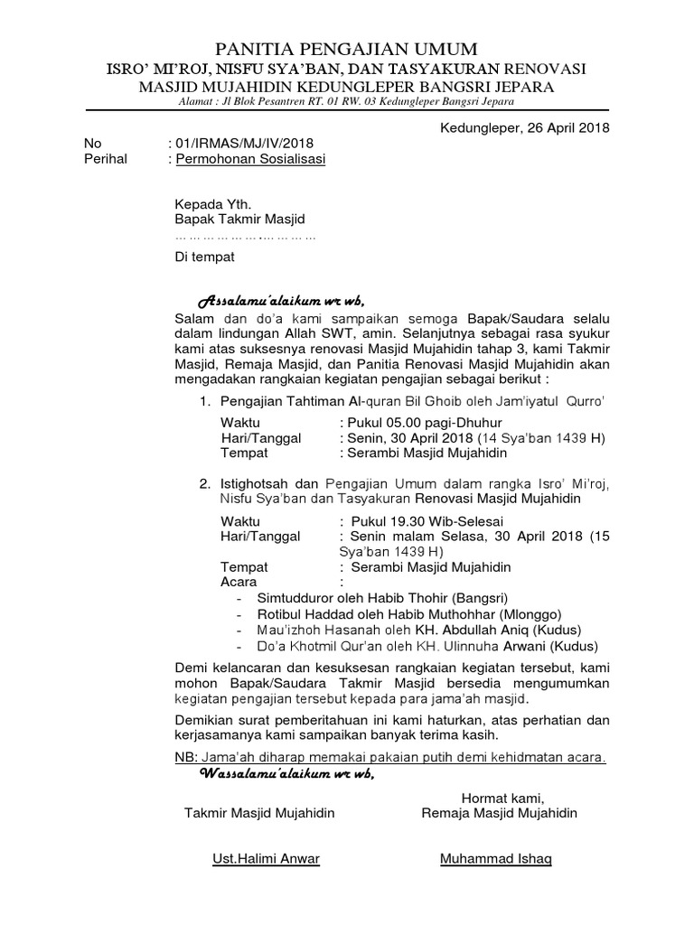 Contoh Undangan Nisfu Syaban Guru Paud