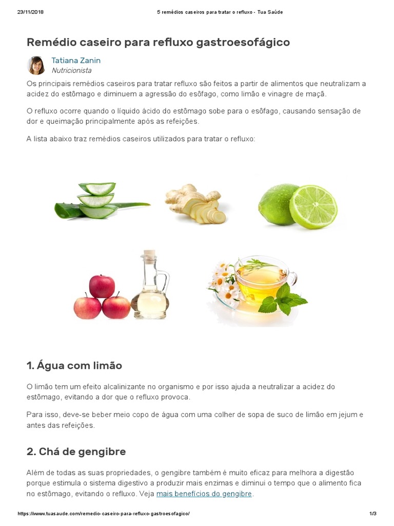 5 Remédios Caseiros para Refluxo | PDF | Doença do refluxo ...