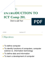 Introduction To ICT Comp 201.: Click To Add Text