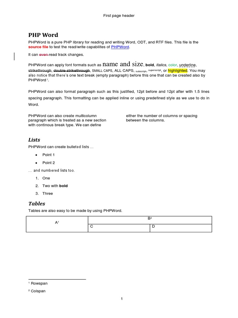 PHPWord: Read/Write Word Files in PHP | PDF
