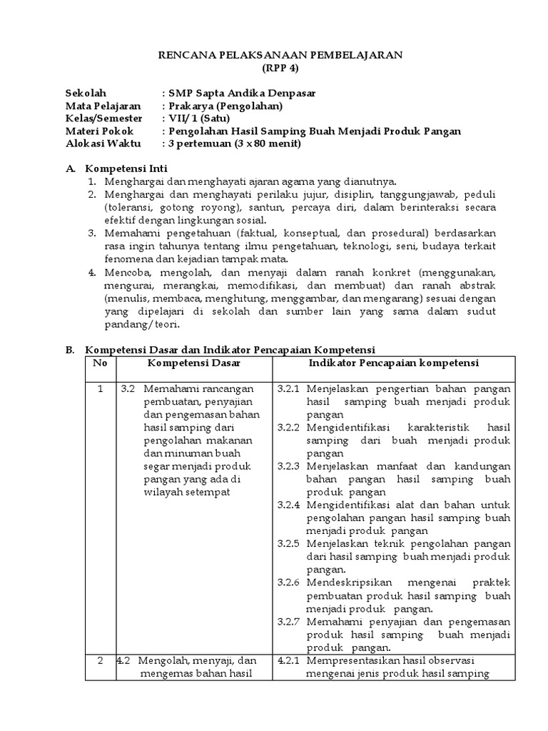 4 Rpp Kd 3 2 Dan 4 2 Pengolahan