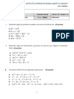 Examen 2 Parcial Matemáticas I La Mision