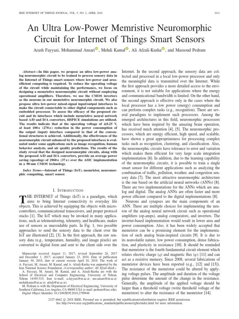 An Ultra Low-Power Memristive Neuromorphic Circuit For Internet of ...
