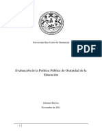 Evaluación de La Política Pública de Gratuidad de La Educación