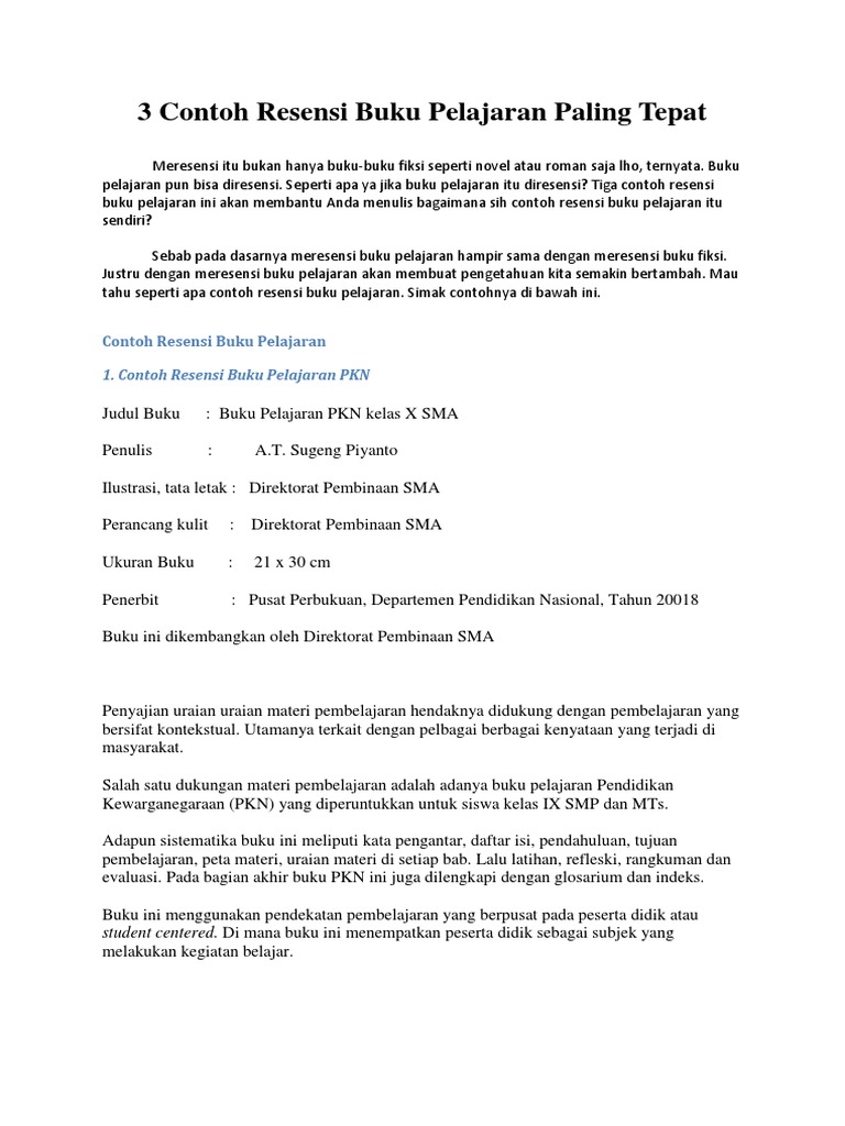3 Contoh Resensi Buku Pelajaran Paling Tepat