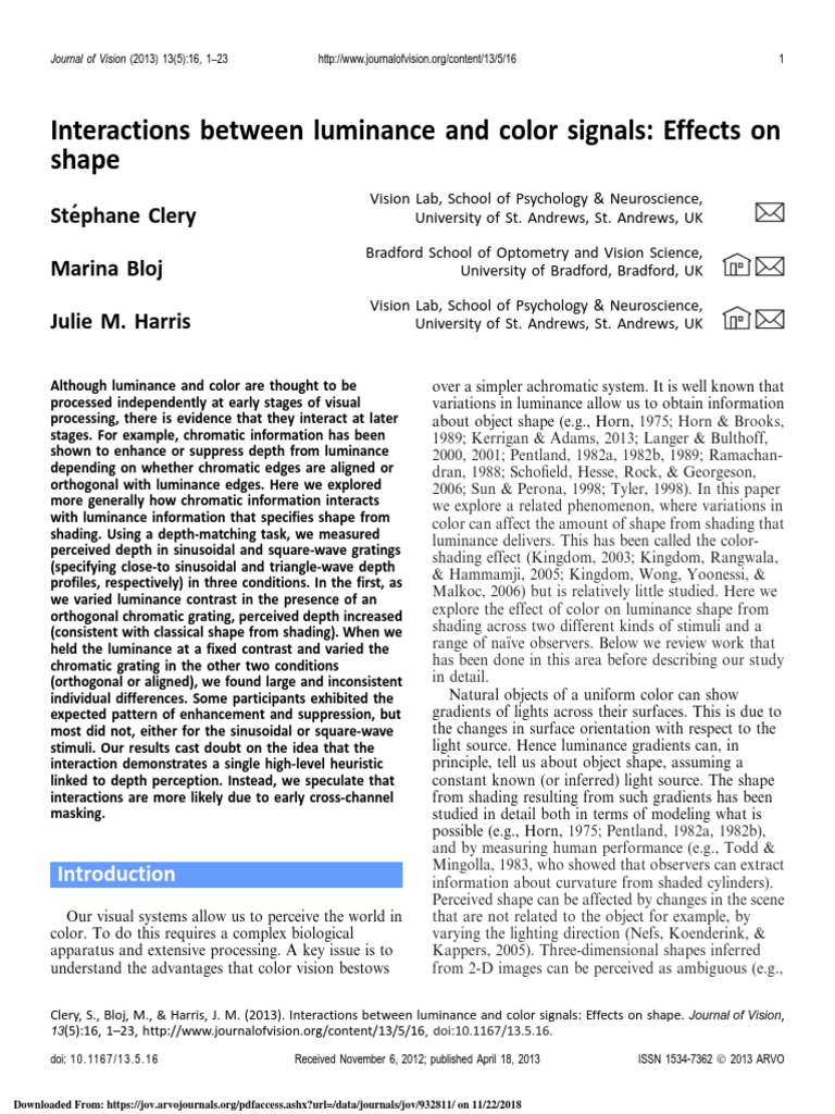 Luminance and Color Interaction Effects | PDF | Contrast (Vision) | Color