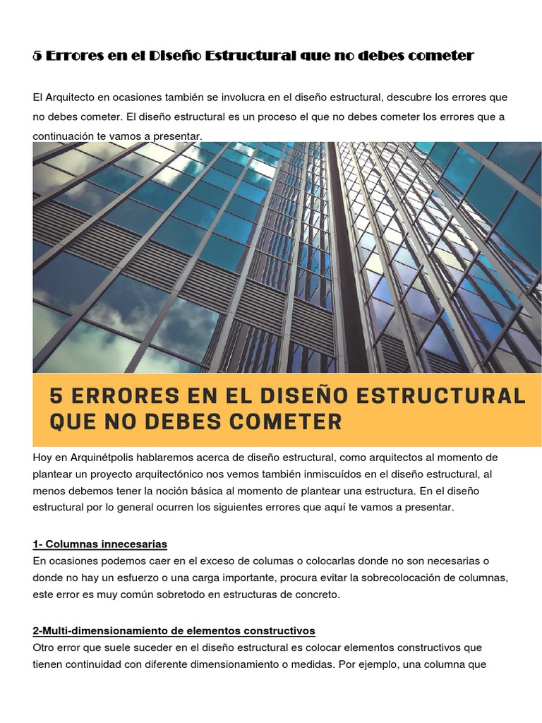 Errores en Diseño Estructural a Evitar | PDF