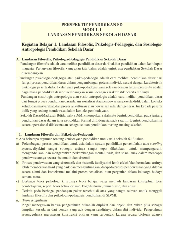Landasan Pendidikan Sekolah Dasar | PDF | Kesehatan Holistik