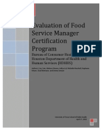 Evaluation of Food Service Manager Certification Program