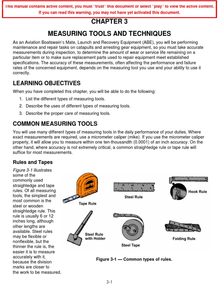 Measuring Tools and Techniques: Learning Objectives | PDF | Tools | Nature
