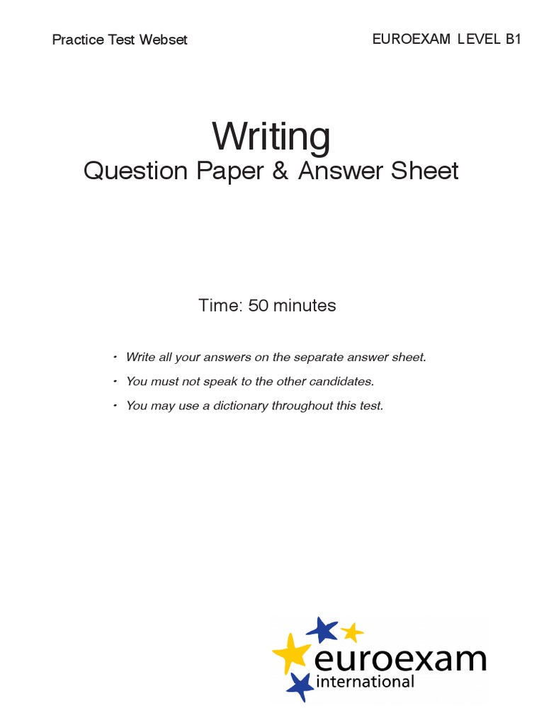 Writing: Question Paper & Answer Sheet | PDF | Language Arts & Discipline