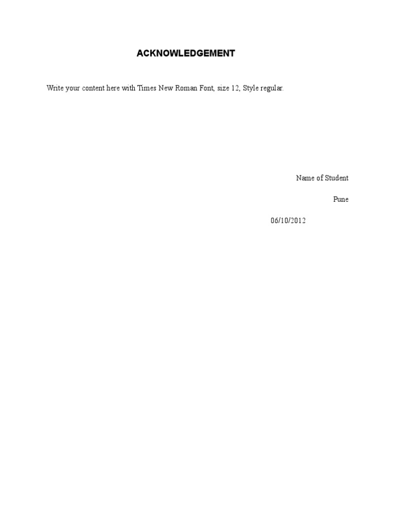 Acknowledgement Template 2012 | PDF