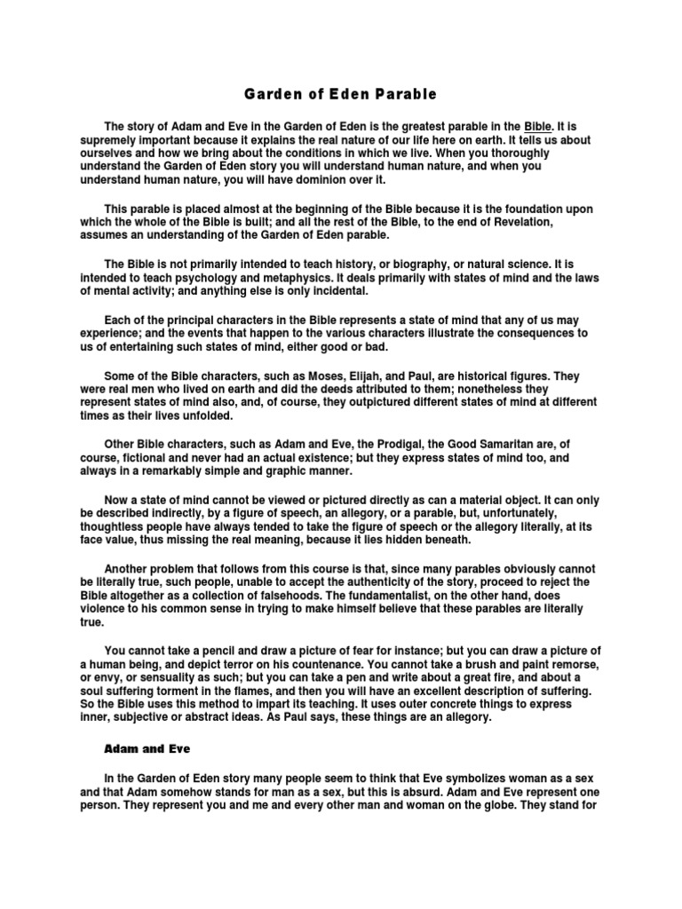 Garden Of Eden Parableemmet Fox Pdf Pdf Serpents In The Bible