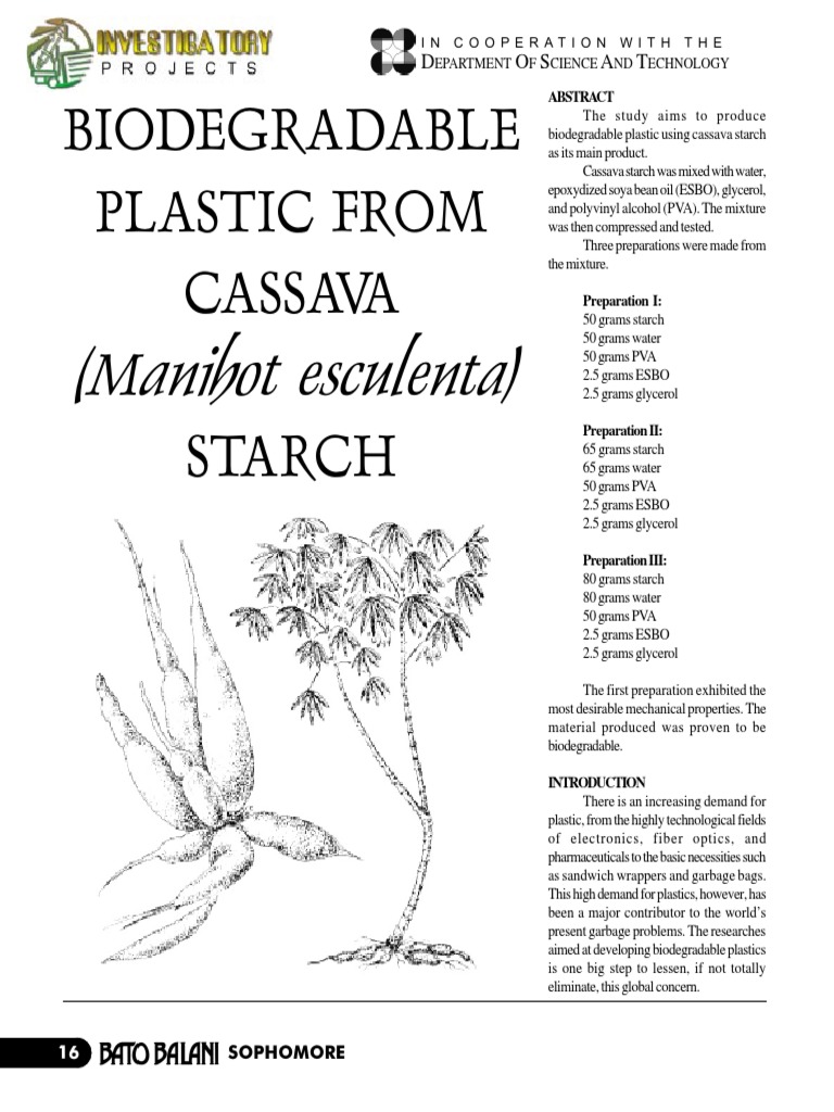 Biodegradable Plastic From Cassava 119701 PDF Plastic
