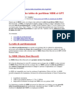 Table de Partition MBR GPT