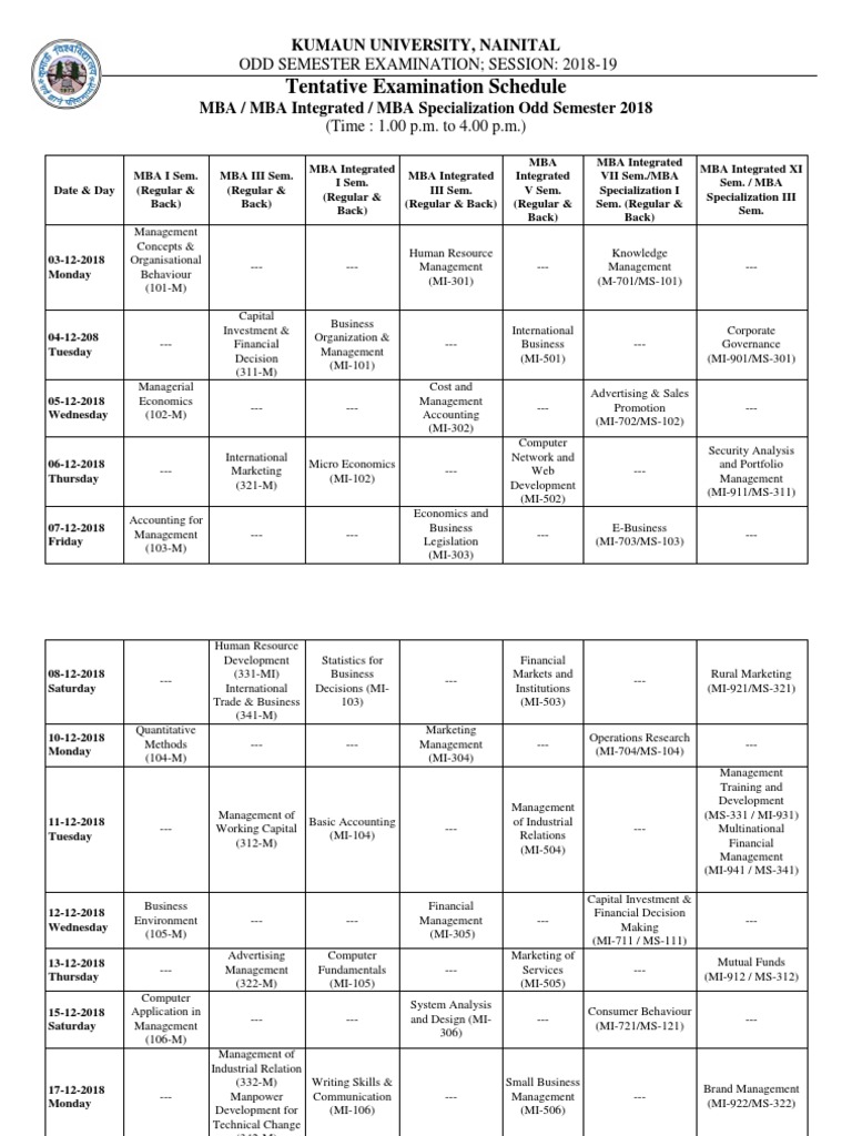 2 Exam Schedule Mba | Master Of Business Administration | Search Engine ...