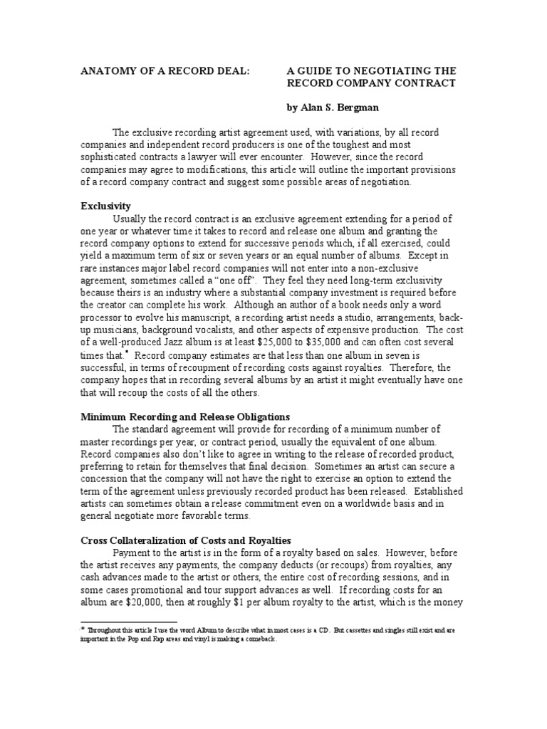 Anatomy of A Record Deal | PDF | Record Label | Royalty Payment