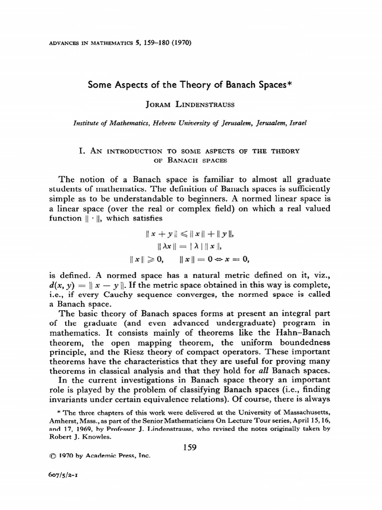 Theory of Banach Spaces Overview | PDF | Banach Space | Operator ...