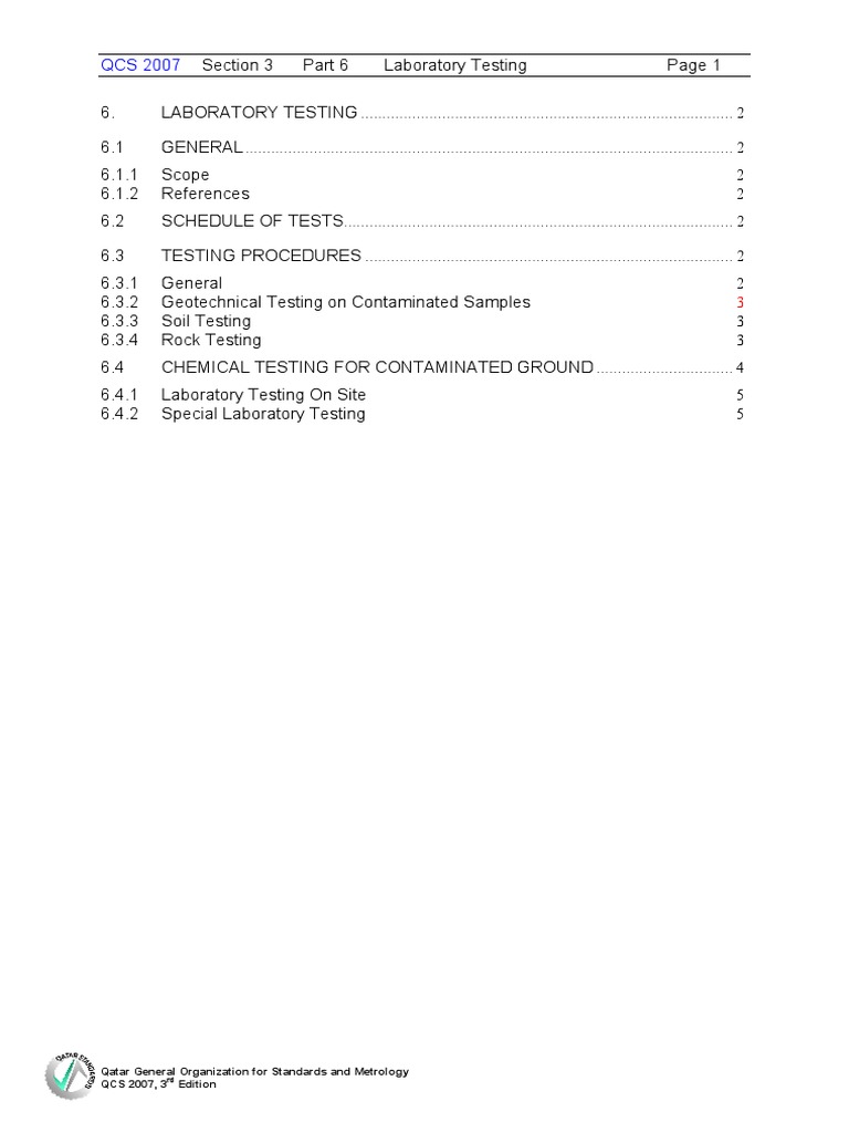Laboratory Testing Specification | PDF | Calibration | Geotechnical ...