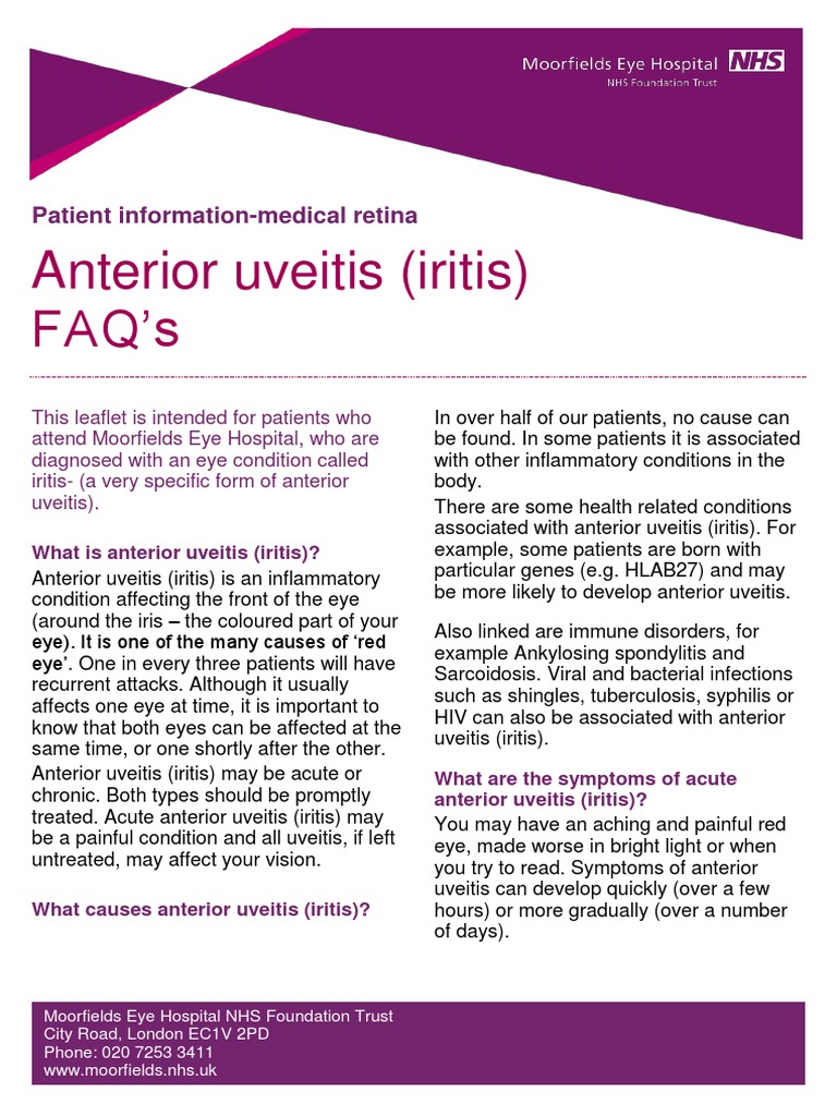 Anterior Uveitis (Iritis) - 1 | PDF