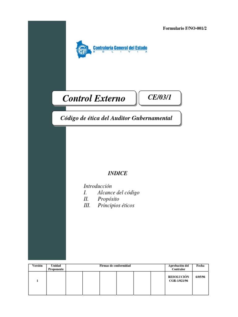 Código de Ética del Auditor Gubernamental | PDF | Contralor ...