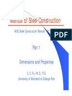 AISC Steel Manual Dimensions Properties