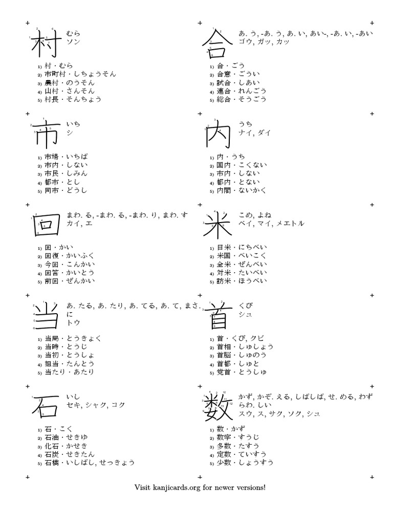 Kanjicards Jlpt2 Stroke Order Pdf