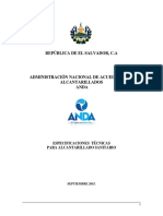 Especificaciones Técnicas para Alcantarillado Sanitario. Septiembre 2015. Período Enero A Marzo 2017.