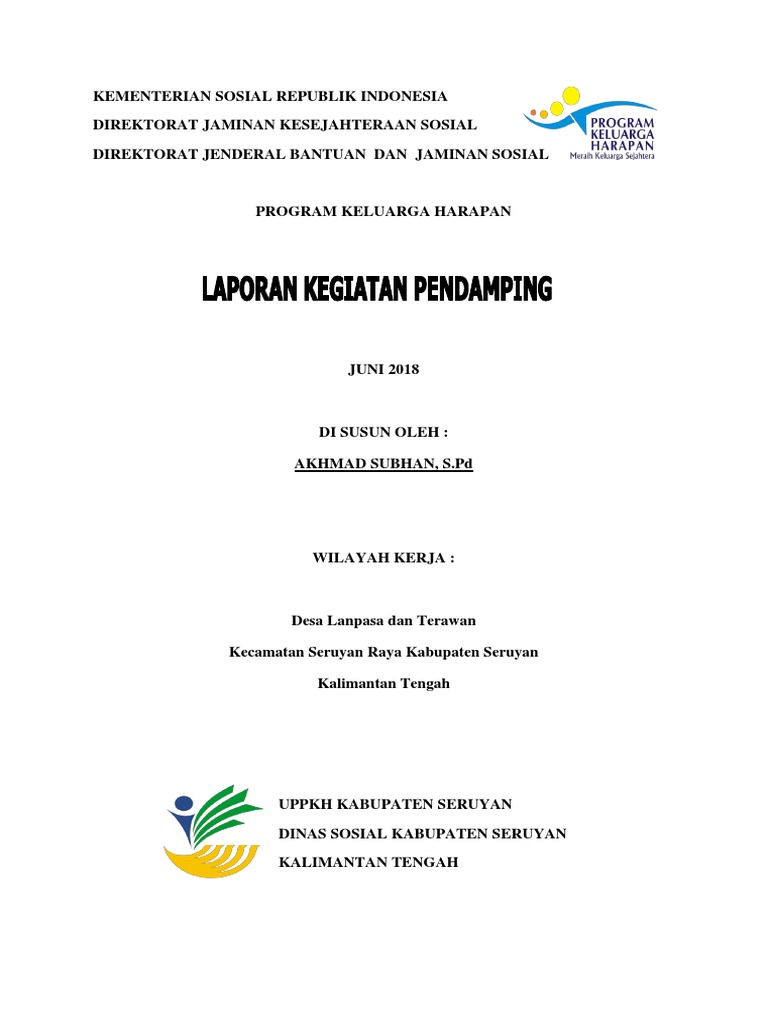 Contoh Laporan Bulanan Pendamping Pkh Tahun 2019 Temukan