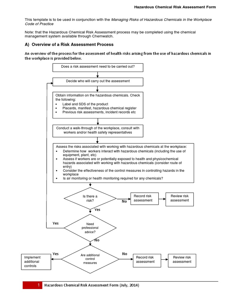 Hazardous Chemical Risk Assessment Checklist 2014 | PDF | Risk ...