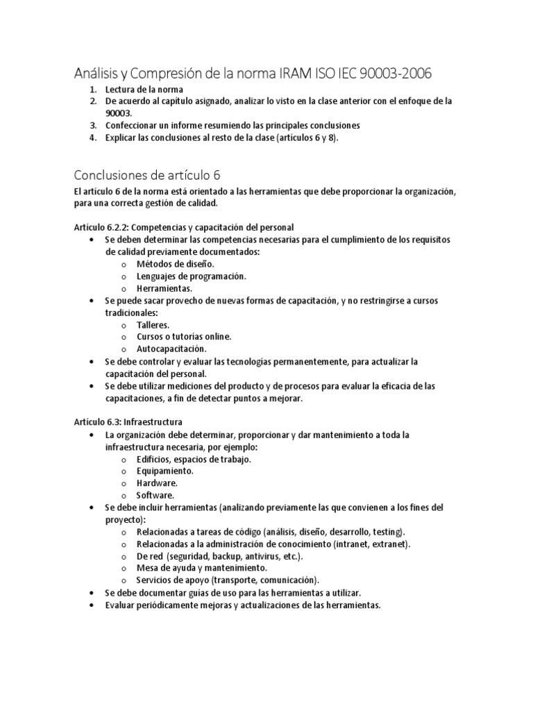 Análisis y Compresión de La Norma IRAM ISO IEC 90003 | PDF | Calidad ...