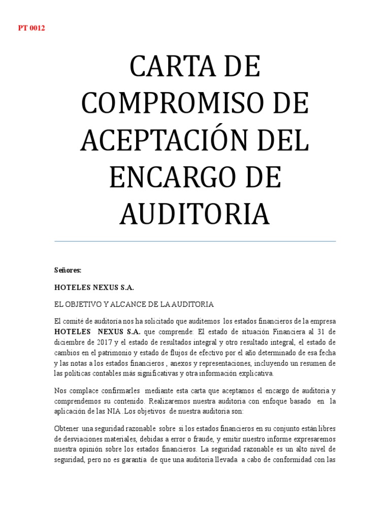 PT 0012 Carta de Compromiso de Aceptación Del Encargo de