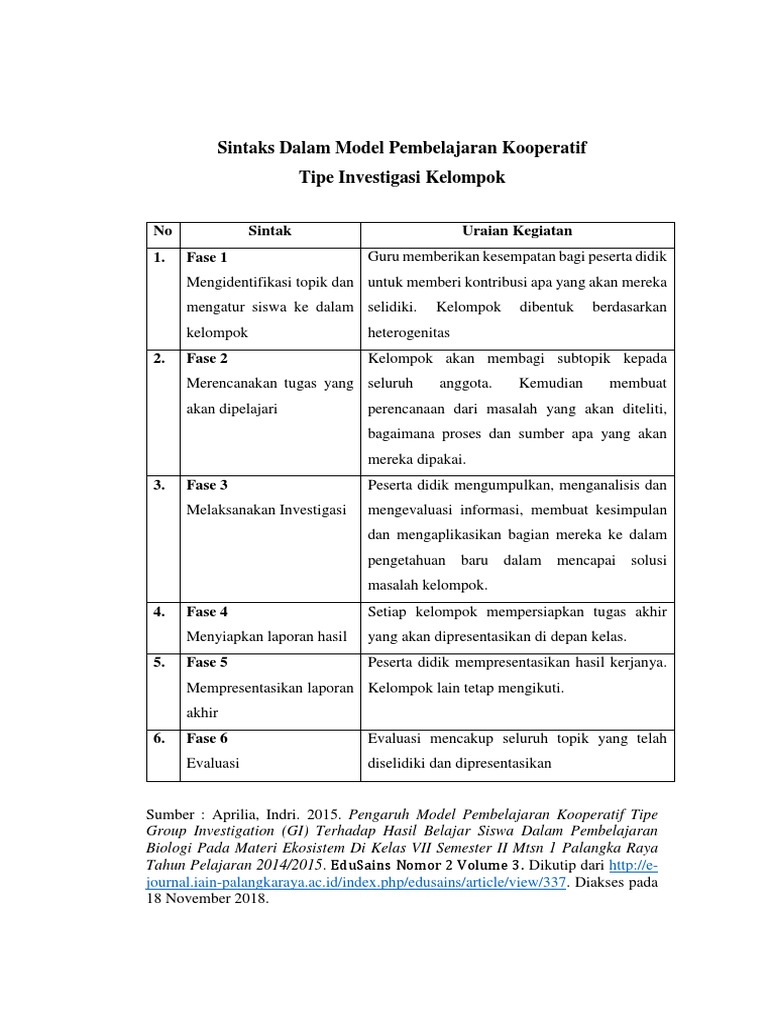 Jurnal model pembelajaran kooperatif