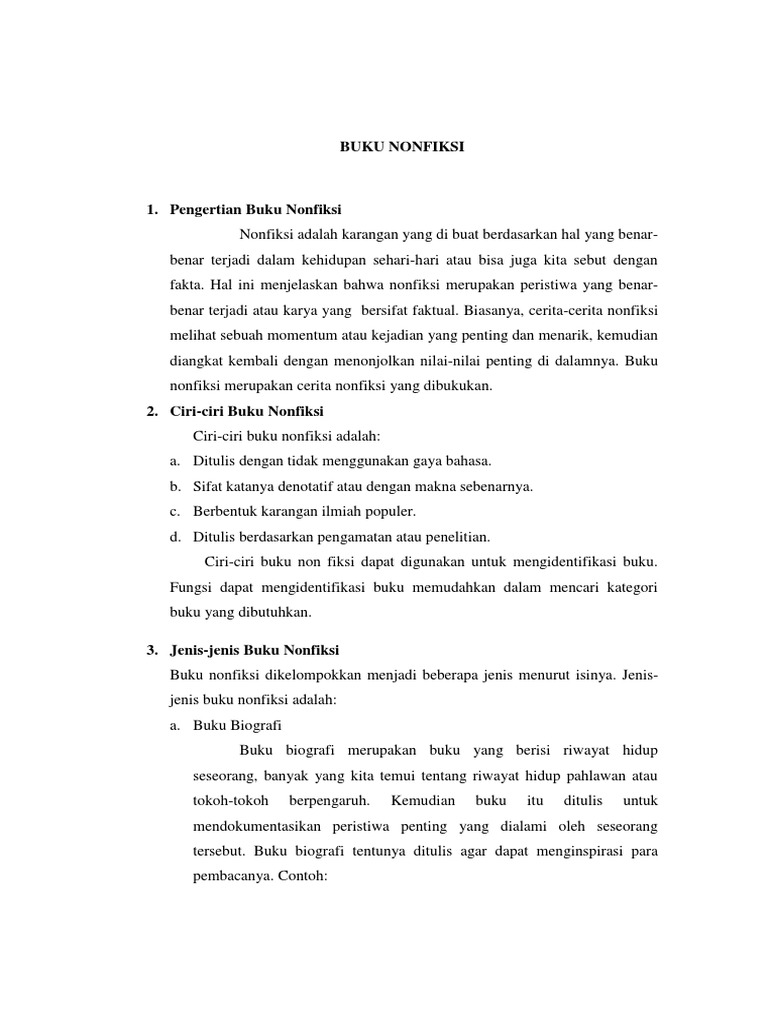 1 Pengertian Buku Nonfiksi