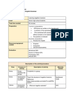 Classroom Activity Plan Target Language Skill: English Grammar