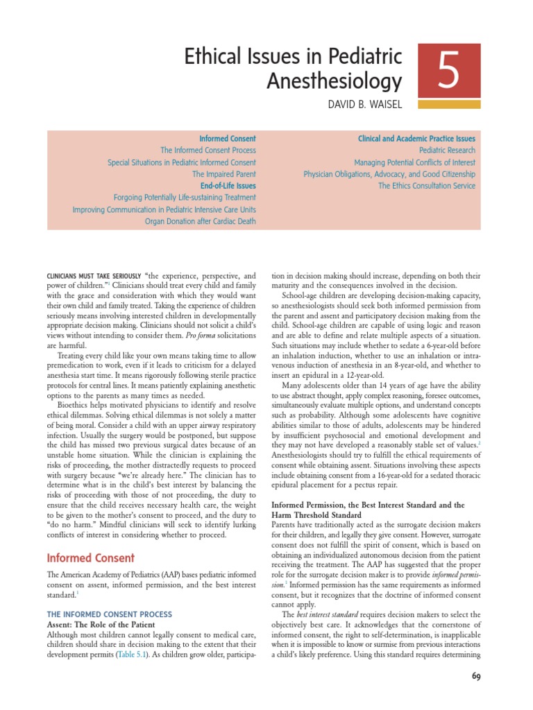 Ethical Issues in Pediatric Anes | PDF | Informed Consent | Anesthesia