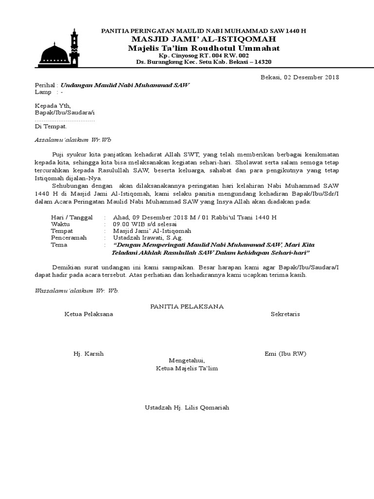 Contoh Undangan Maulid | PDF